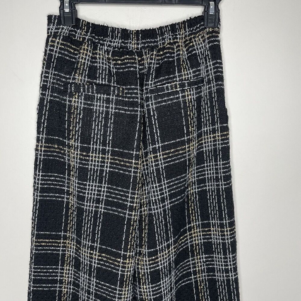 SLATE & WILLOW Pants Womens Small Black Tweed Wide Leg Trousers Plaid - Picture 11 of 15